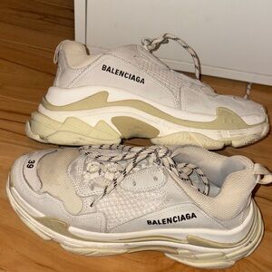 Balenciaga Cream and White Chunky Sneakers - Balenciaga Triple S Sneakers